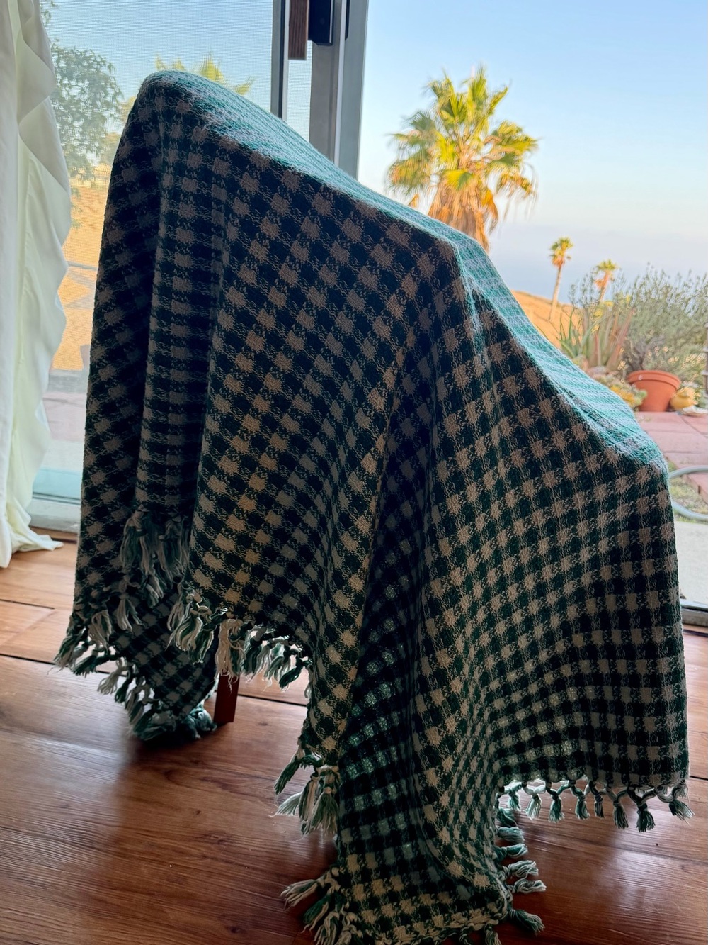 Soft Green Checkered Throw Blanket - Home Bedding